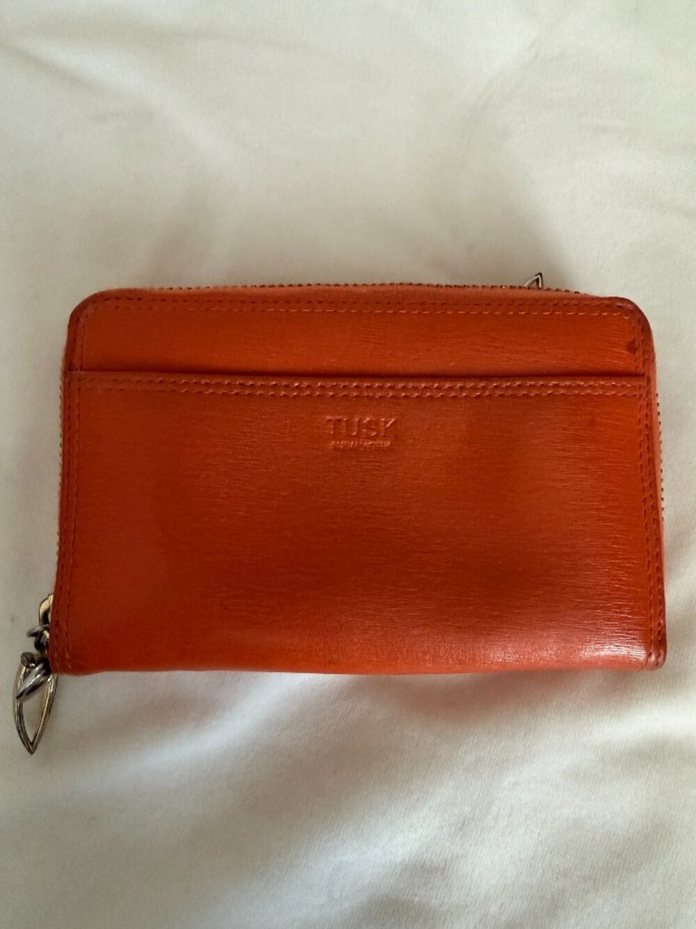 Tusk Women's Orange Leather Zip Around Wallet